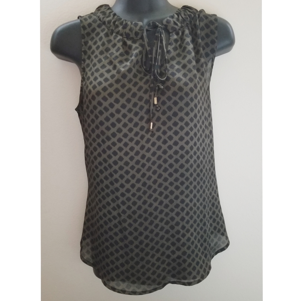 New York & Company Olive Green Black Tank Top
